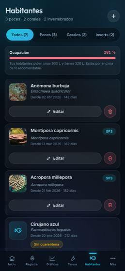 Habitantes y compatibilidad